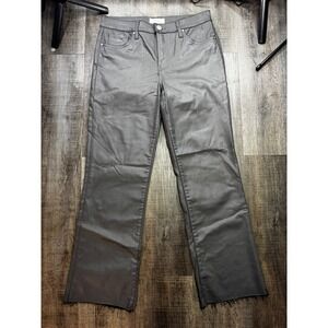 Kut from the Kloth Kelsey Fab Ab High Rise Ankle Flare Metallic Grey Pants 8